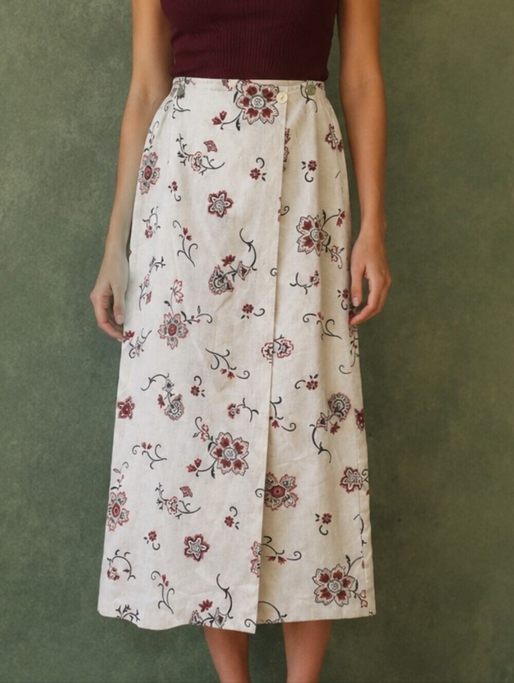 Giorgio Fiorelli Vintage Cottagecore Wrap Maxi Skirt Floral Indie Casual Chic